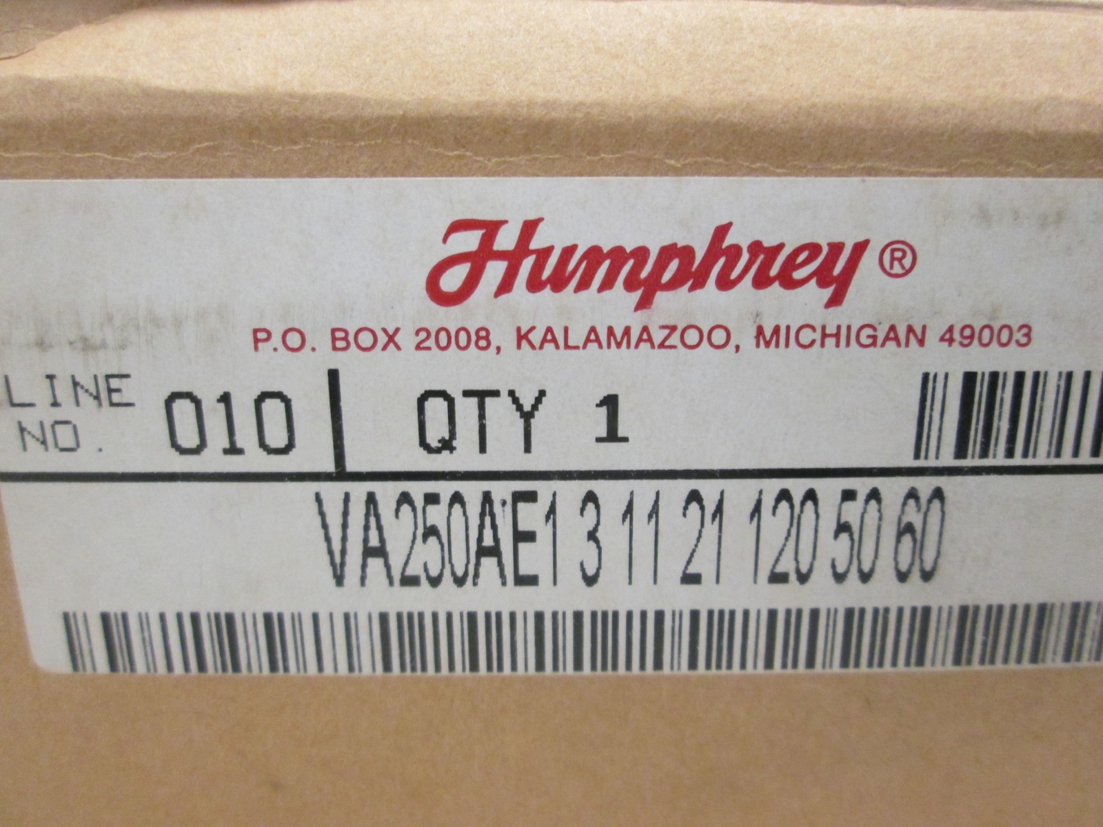 Humphrey, VA250AE1, Solenoid Valve, 120 V, 50/60Hz, 0-29″ HG, New