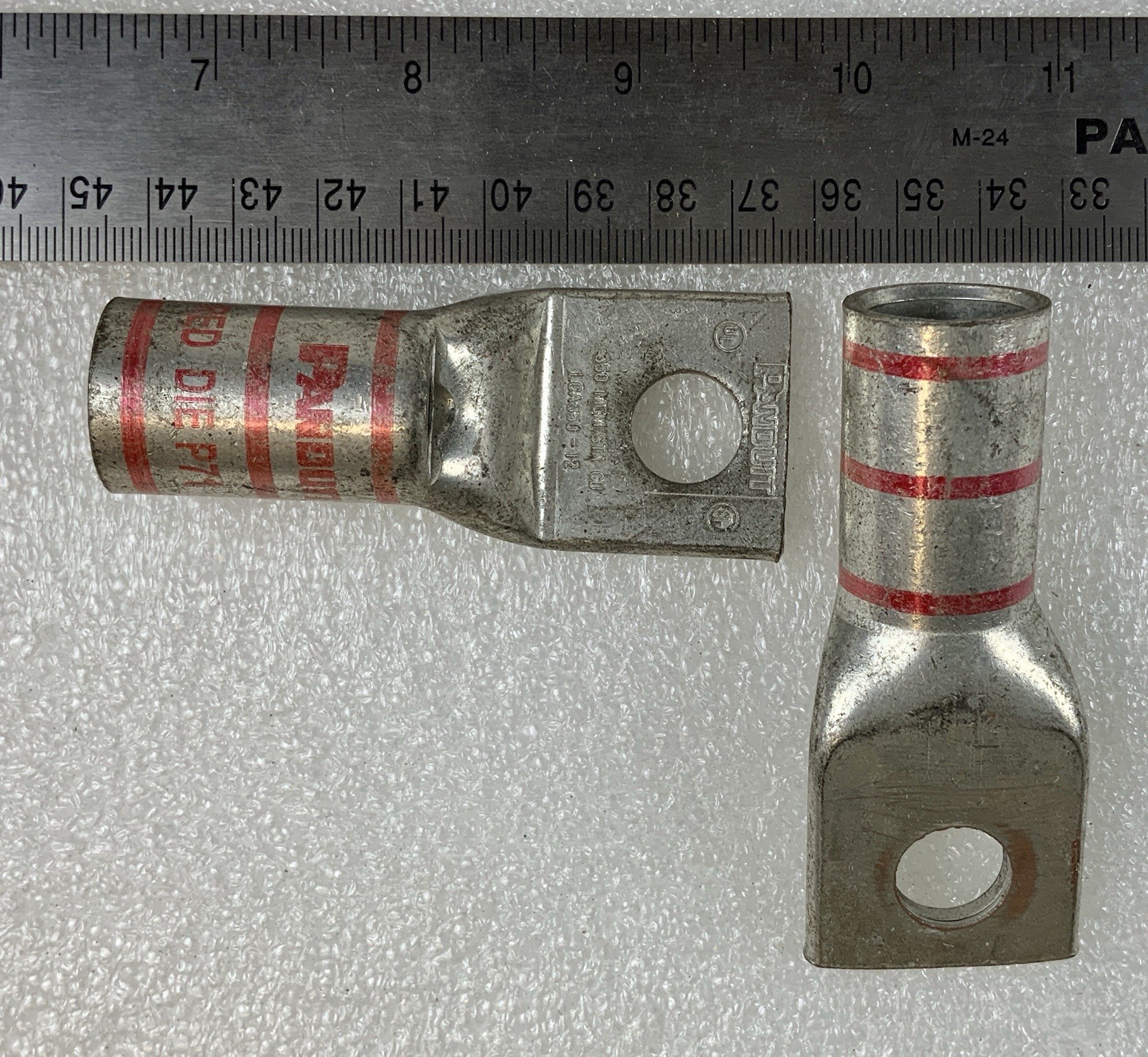 (LOT OF 2) Panduit LCA350-12-X Comp. Lug, 350, Tin Plt Copper, Strt, 1/2″ STUD