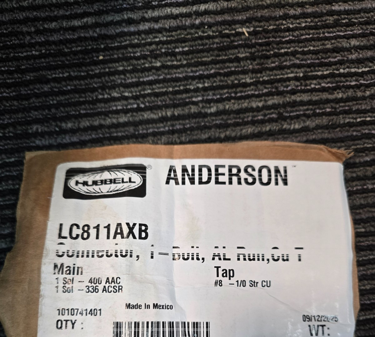 (QTY 10) HUBBELL LC811AXB 1-1/4 in. Connector, Parallel Groove, Aluminum Alloy
