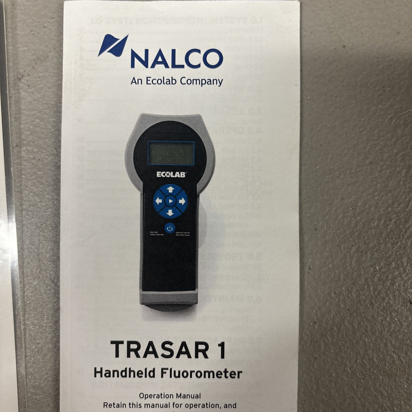 Nalco Trasar T1 LCD Display Handheld Pen Fluorometer Ecolab OM-0249- GREAT COND