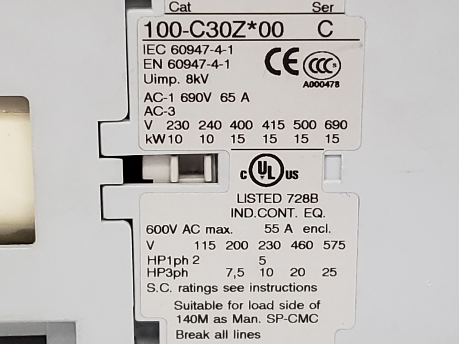 ALLEN BRADLEY 104-C30DJ02 CONTACTOR REVERSING 600V 30A SERIES C