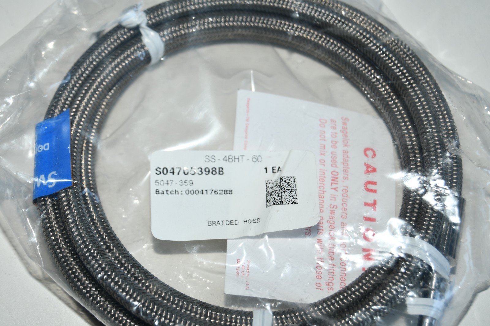 ^ Swagelok SS-4BHT-60 Braided Hose TFE Lined 60” Long #X6919