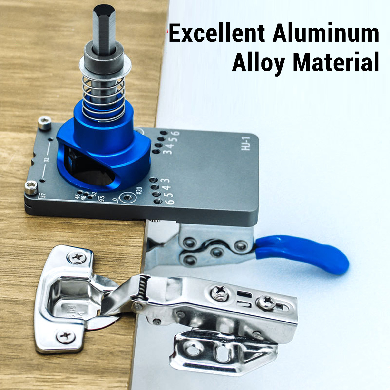 Multifunctional Aluminum Alloy Hinge Hole Drilling Jig for Woodworking