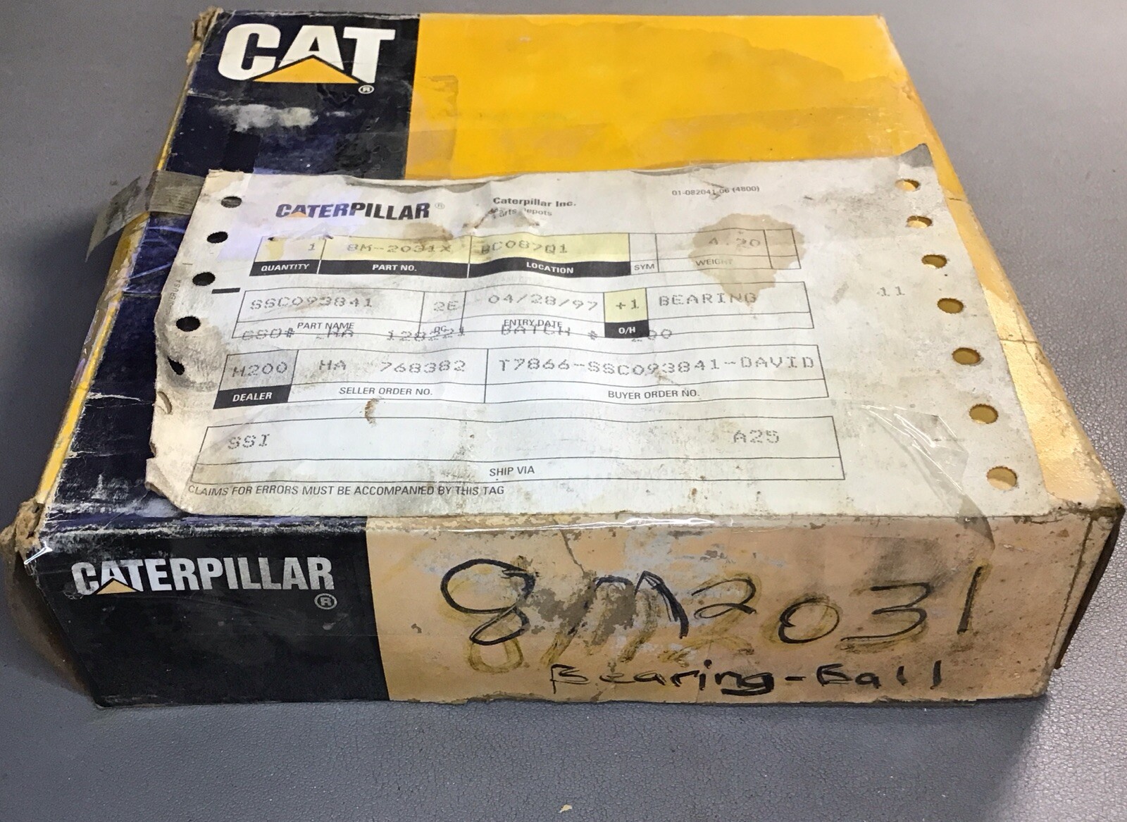 Genuine CAT Single Row Ball Bearing 8M-2031, Debris Resistant (b129)
