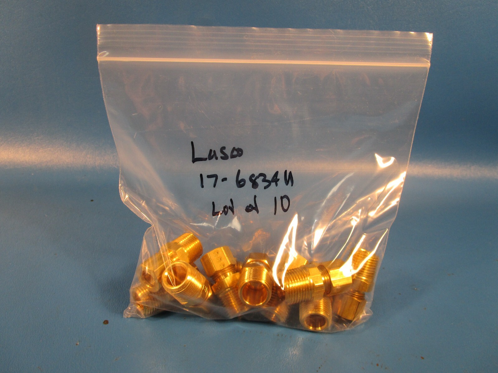 LOT OF 10 Lasco 17-6834U, 3/8 COMPRESSION X 3/8 MALE PIPE THREAD BRASS ADAPTER