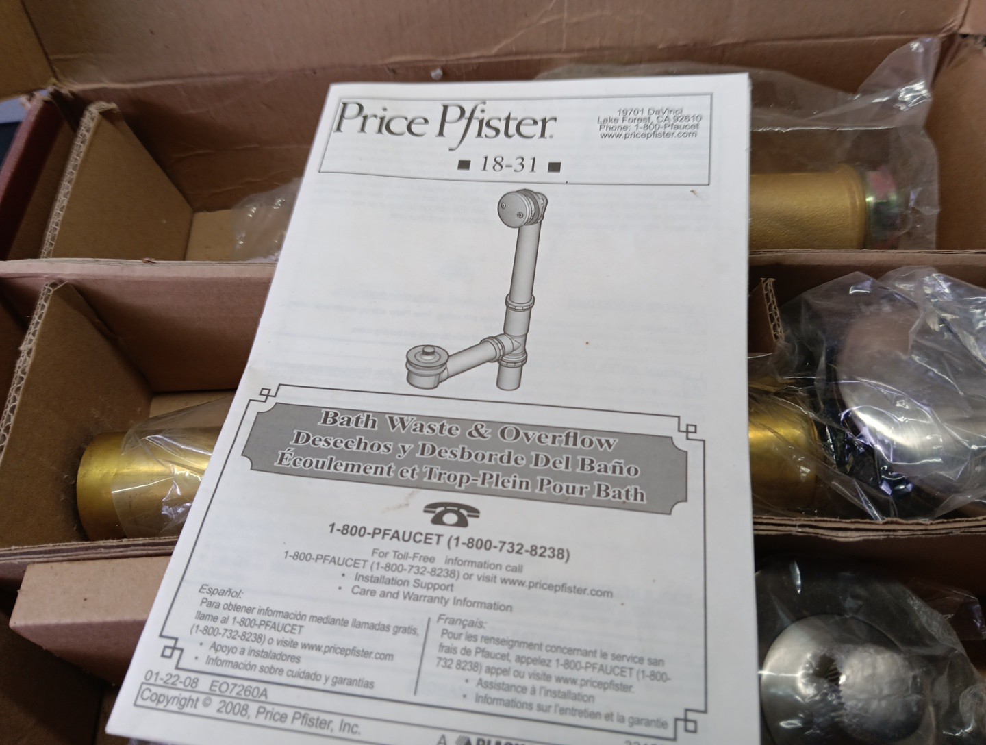 Price Pfister 018-310K Bath Waste and Overflow Satin Nickel Discontinue (bn)