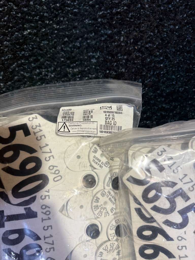 (QTY 375) AllFlex From Numbers #5395 To #5769 USDA Matched Pair Cattle Ear Tags