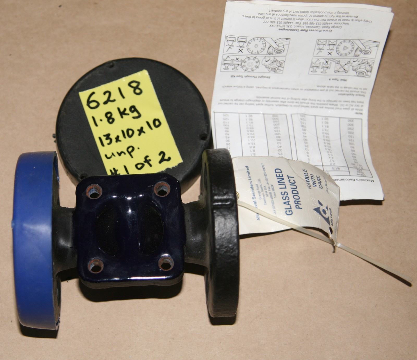 Saunders Alfa Laval glass-lined diaphragm valve DN20 3/4″ inch PN16 NEW