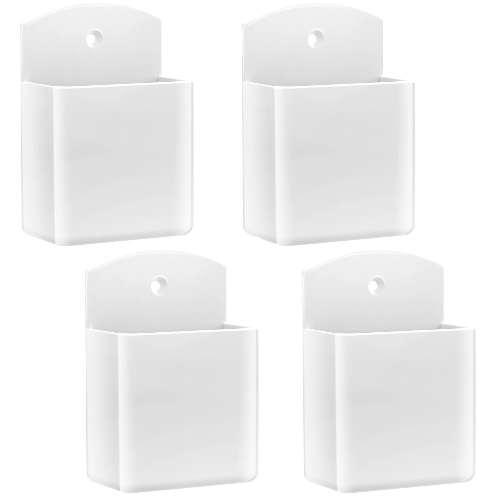 DRQ 4pc Adhesive Remote Control Holder, Wall Mount TV Controller 4Pack, White