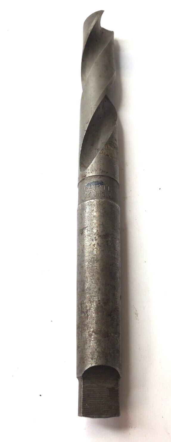 PTD 61/64″ USA TAPERED SHANK DRILL BIT 2 FLUTE 10-1/4″ OAL 5-3/4″ LOC