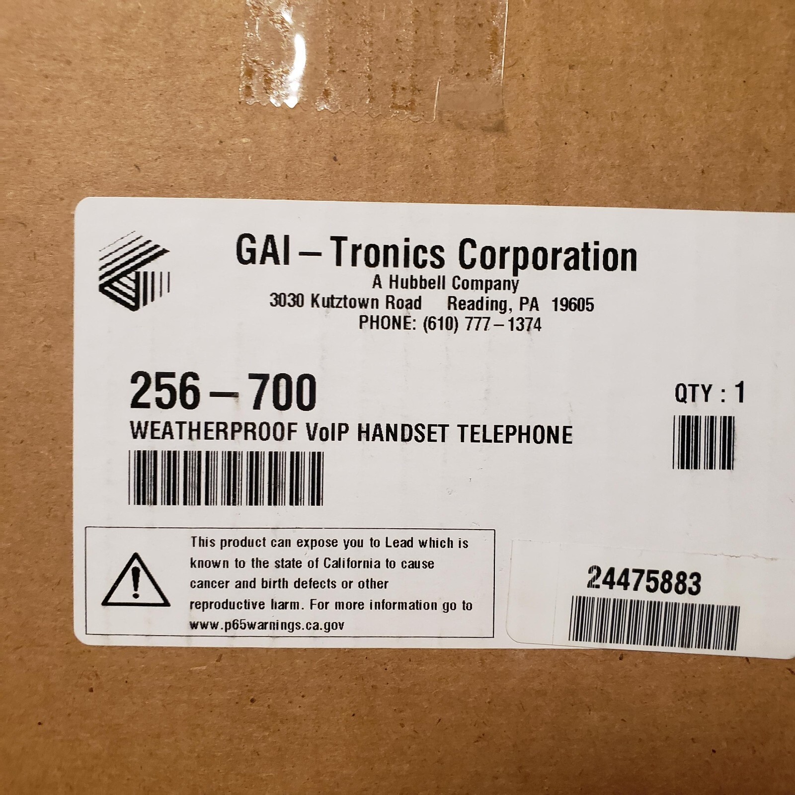 GAI-TRONICS 256-700 WEATHERPROOF VOIP HANDSET TELEPHONE
