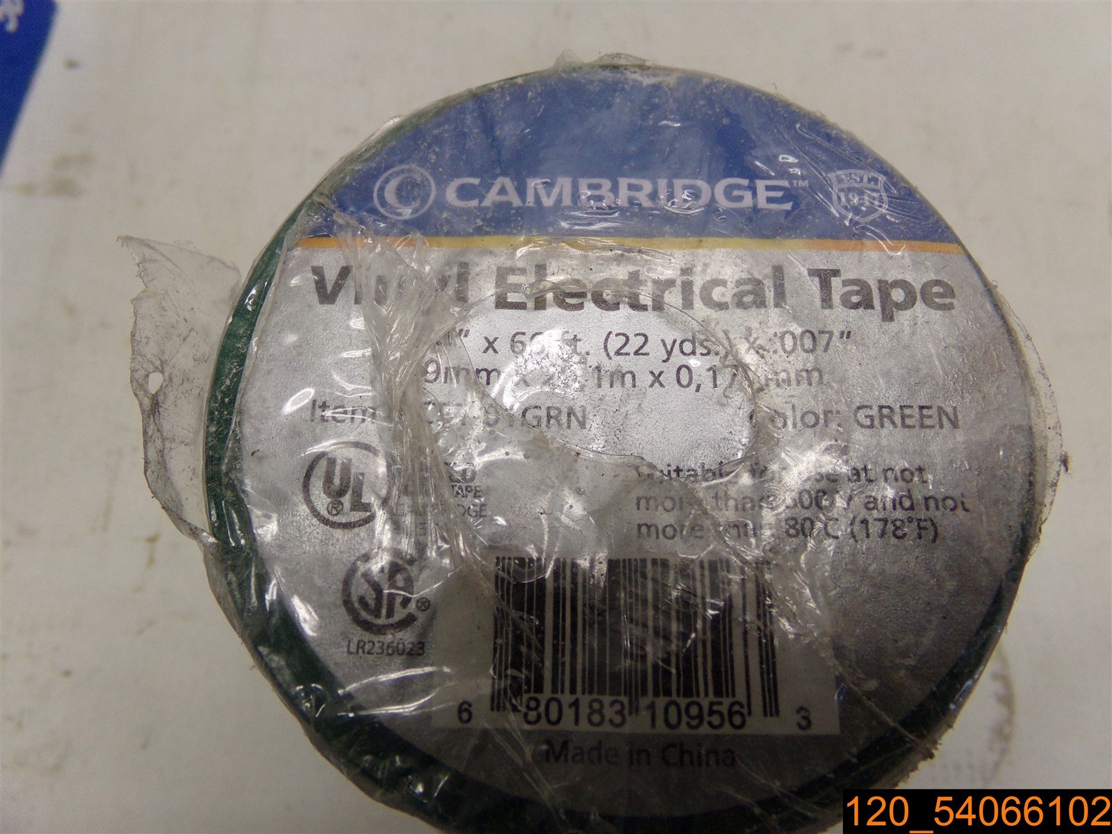 Qty=6 Rolls: Cambridge Premium Vinyl Electrical Tape, Green, CET-01GRN