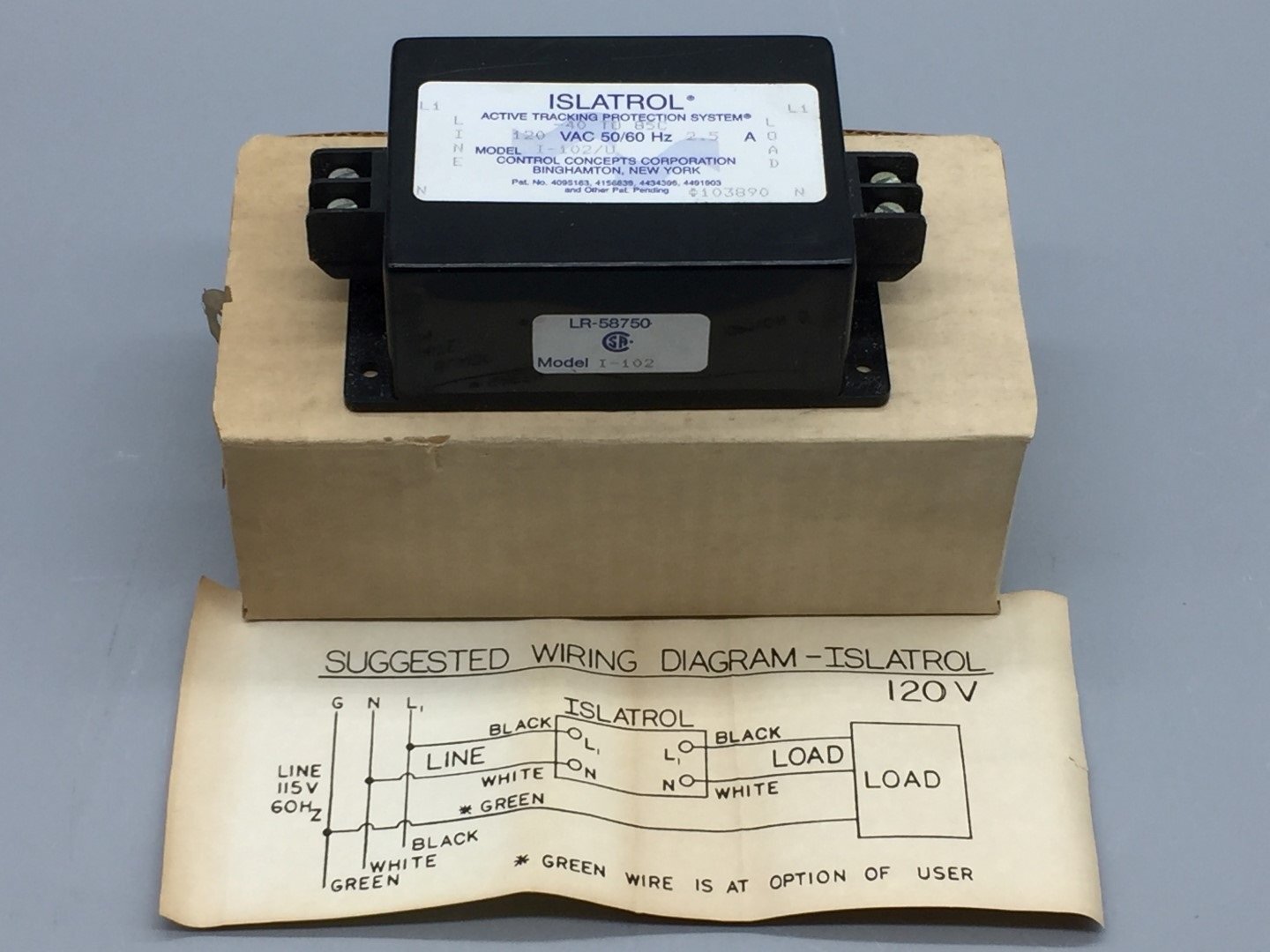Control Concepts Corp. LR-58750 ISLATROL I-102 Active Tracking Filter
