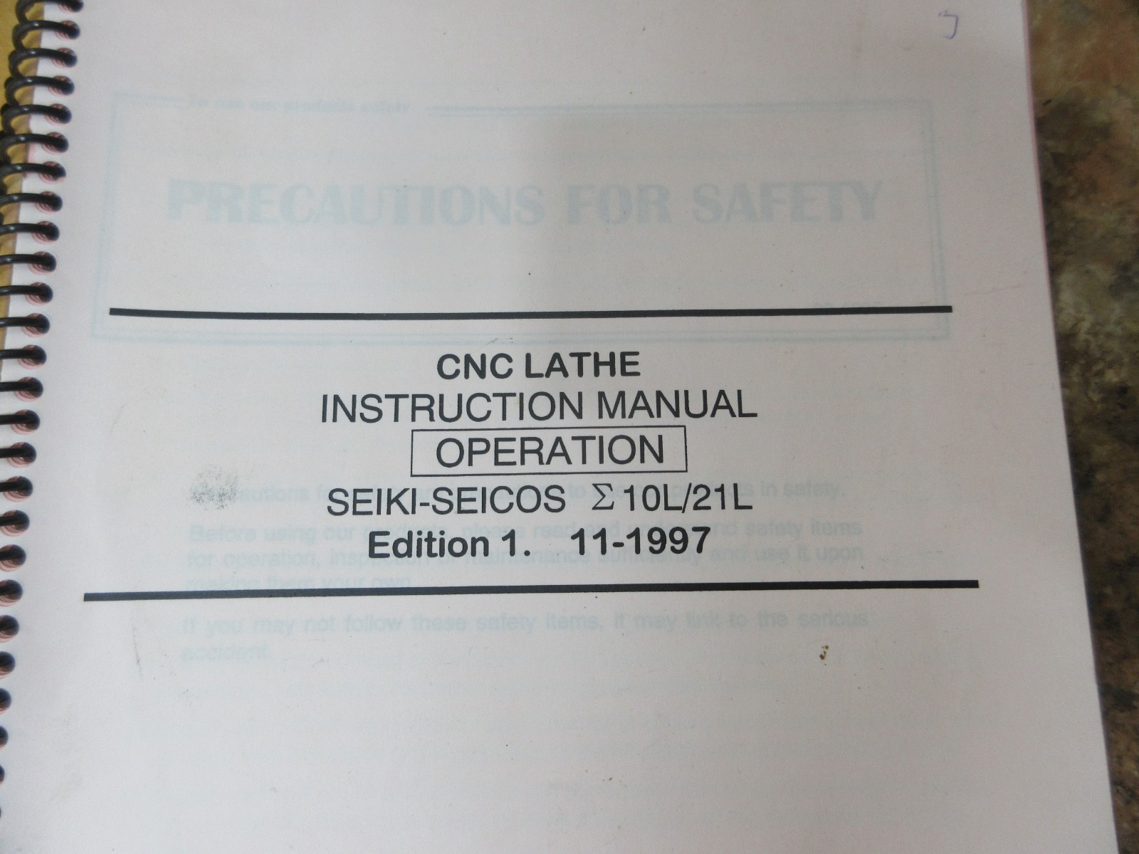 1998 HITACHI SEIKI TS-15 CNC LATHE INSTRUCTION MANUAL OPERATION 10L/21L