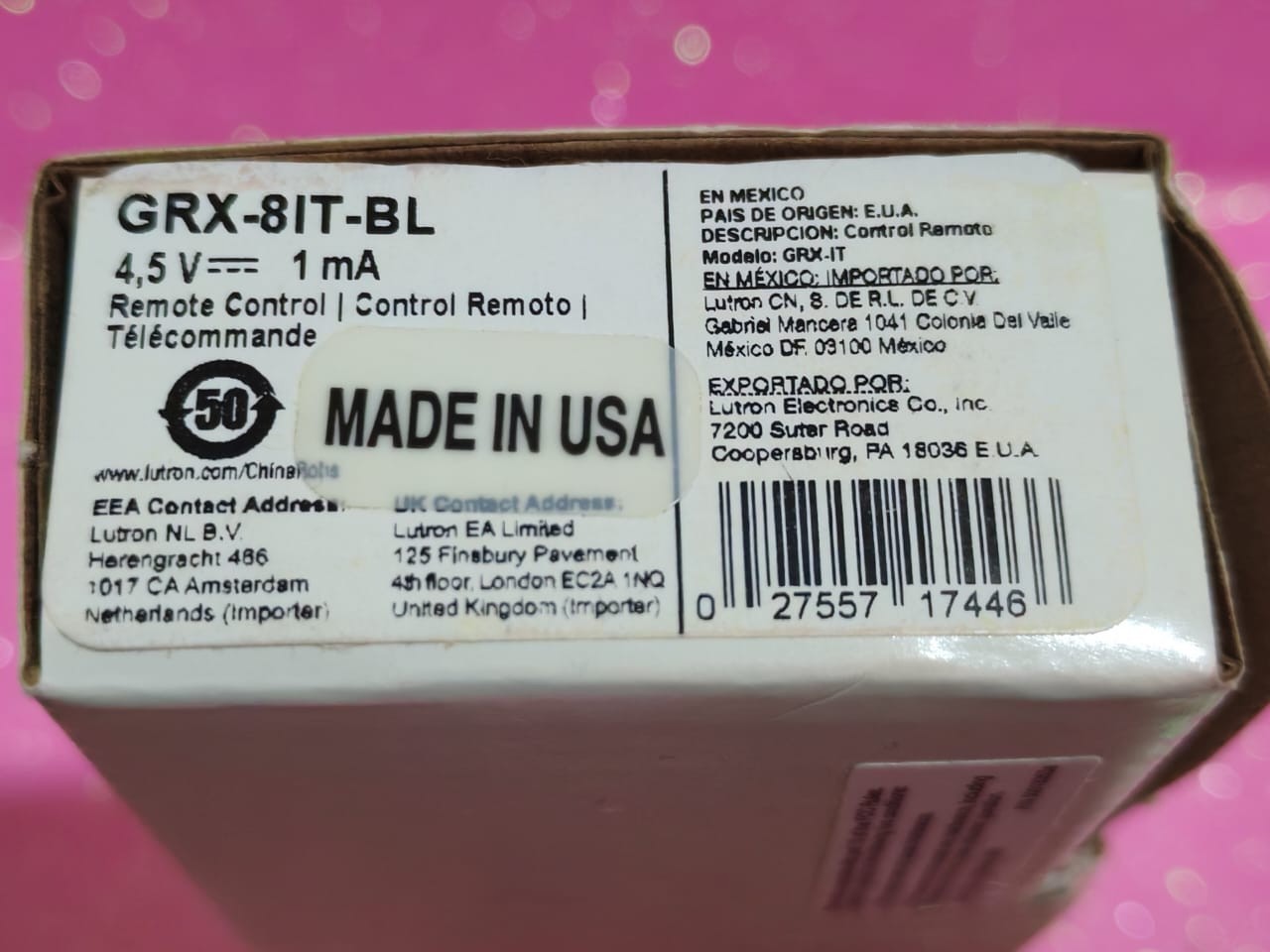 Lutron GRX-8IT-BL Remote Control.