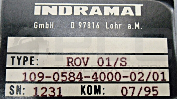 INDRAMAT ROV 01/S JUNCTION BOX 109-0584-4000-02/01