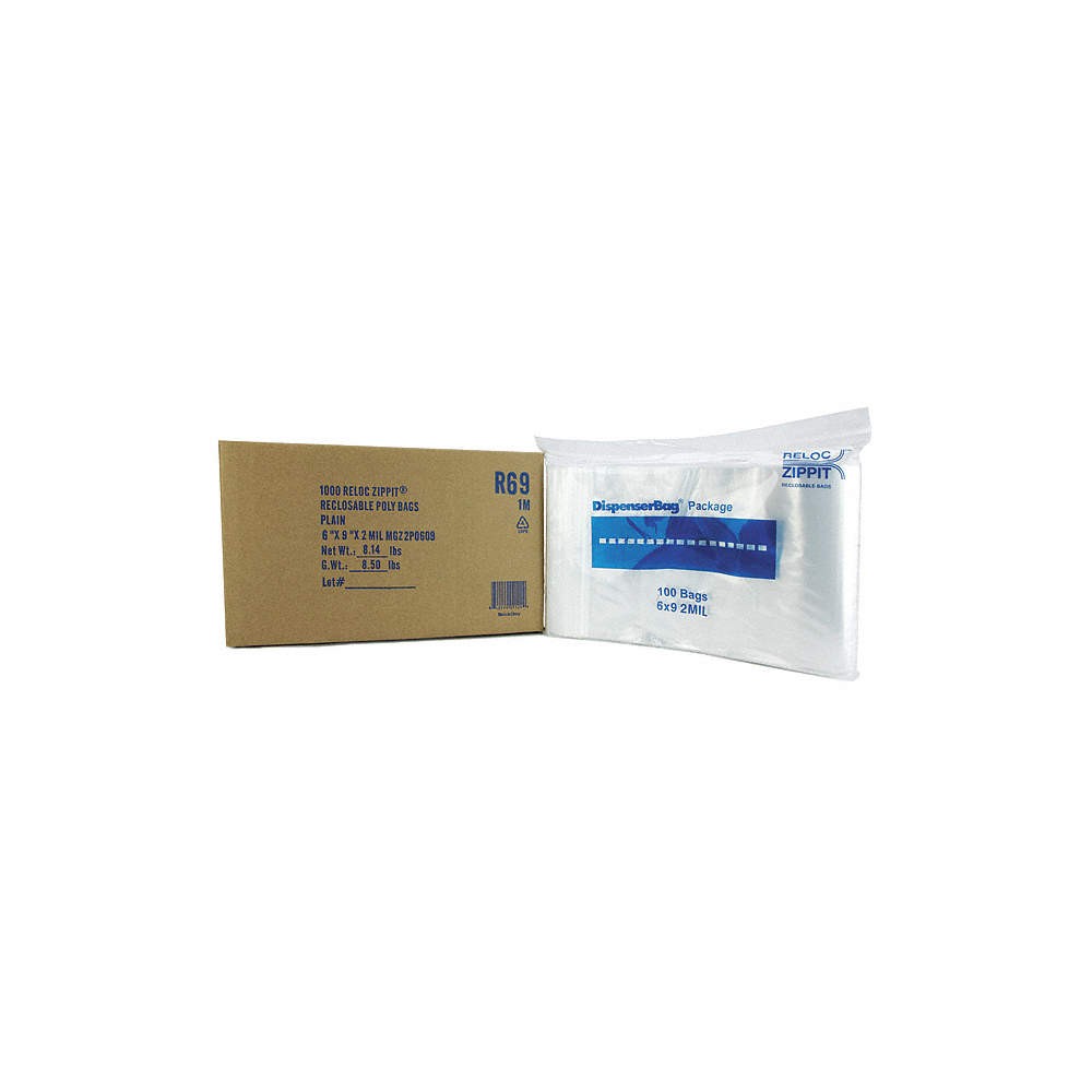 RELOC ZIPPIT R69 Reclosable Poly Bag,Zip Seal,PK1000 38UV28