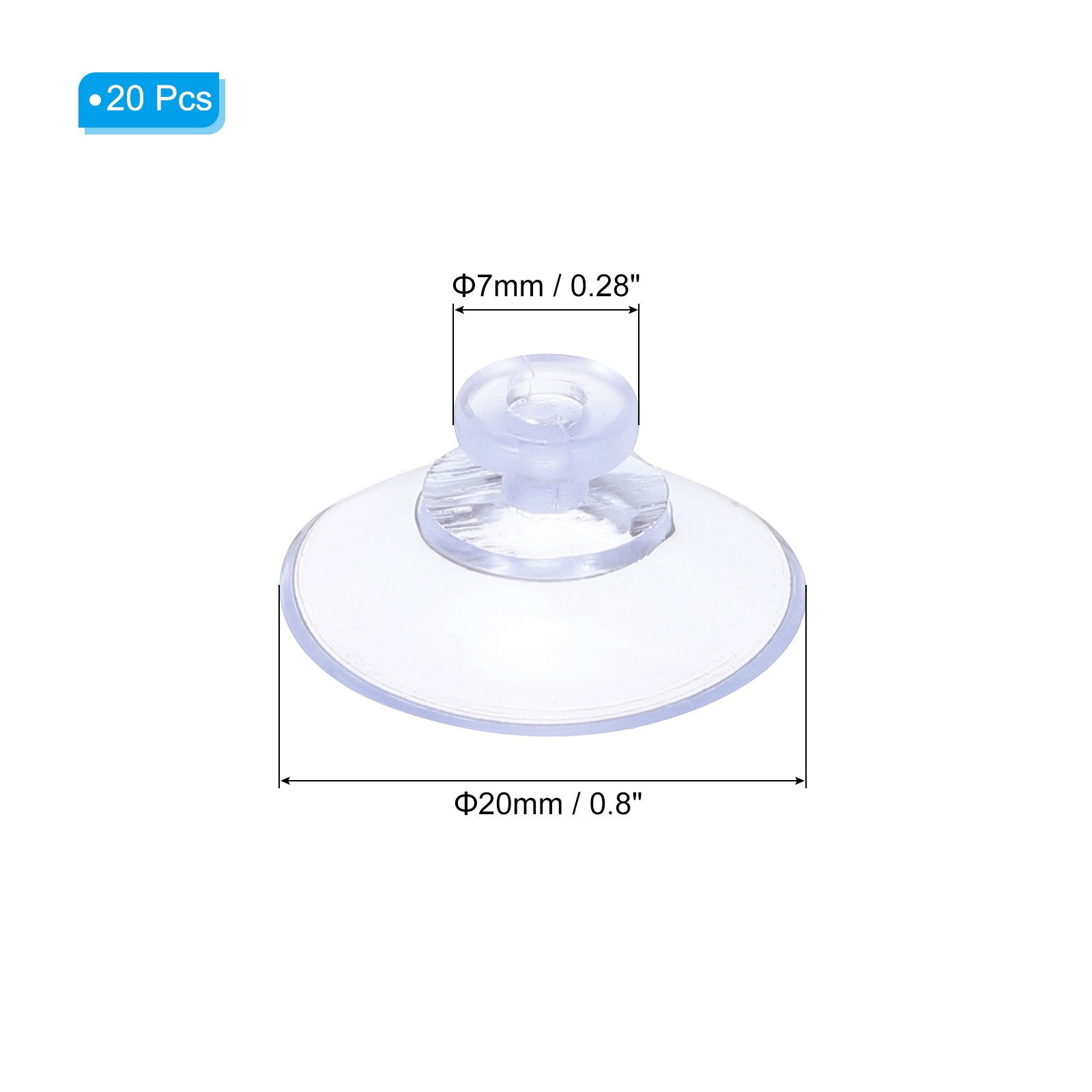20Pcs 20mm/0.8 Inch PVC Suction Cups Sucker Pads Without Hooks Clear