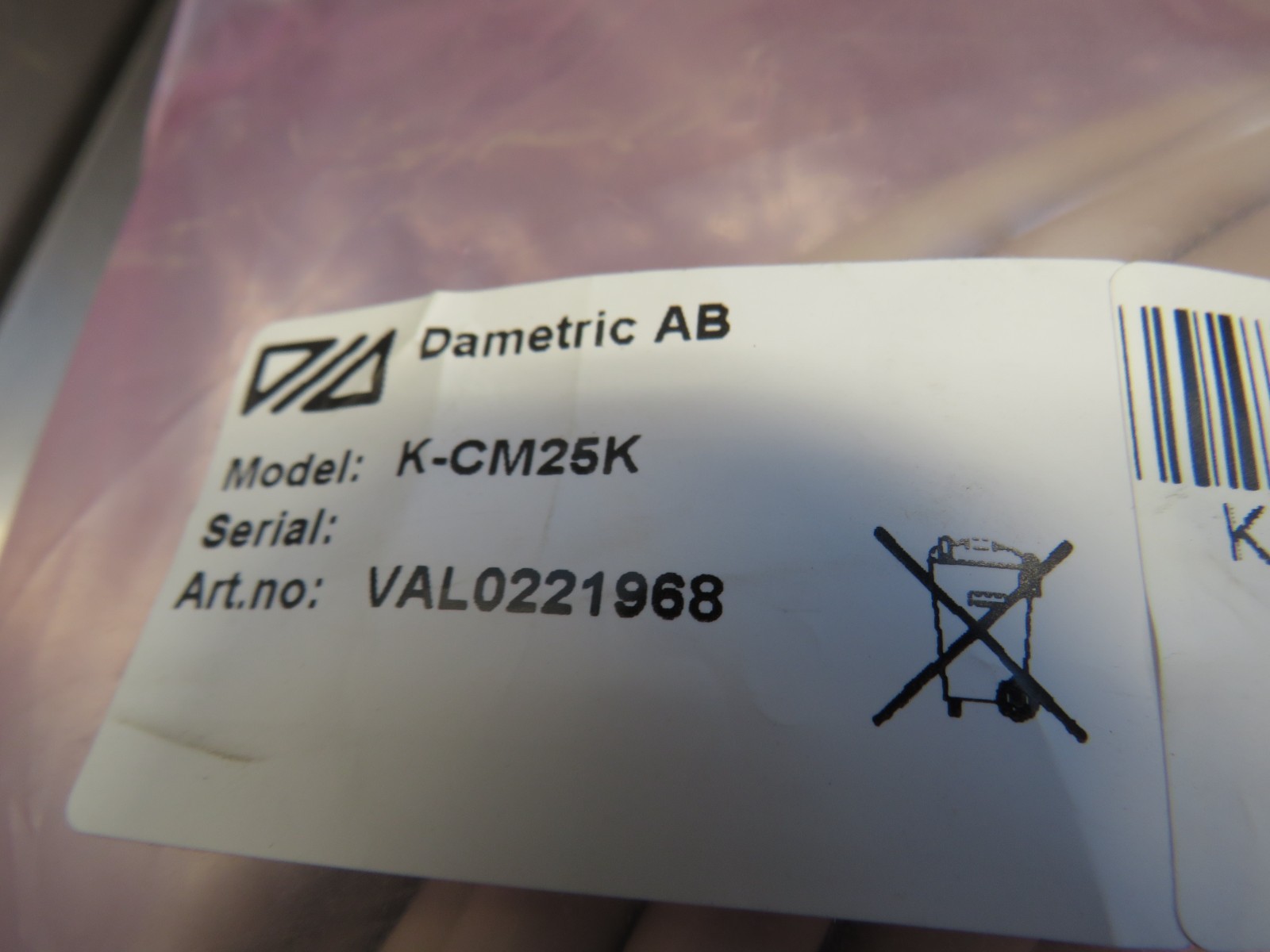 Dametric AB K-CM25K Cable Assy. Valmet VAL0221968