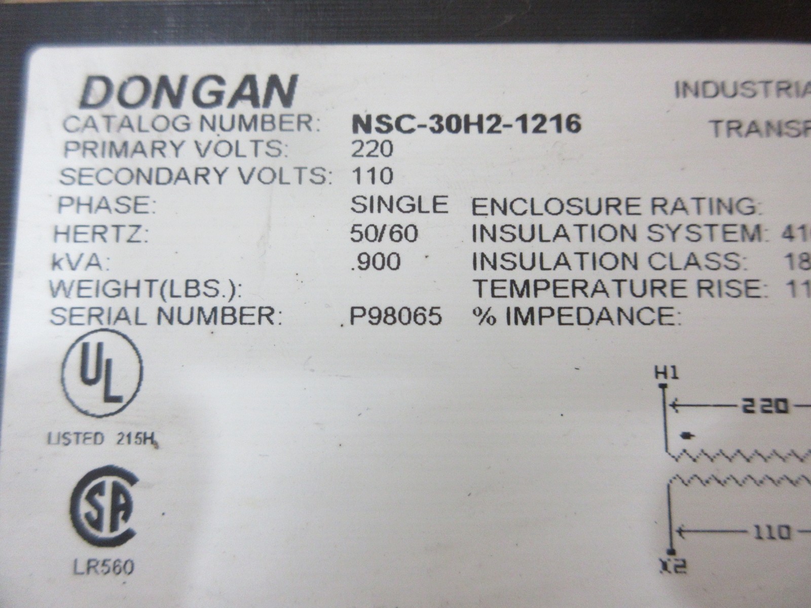OKUMA MX-45VAE DONGAN NSC-30H2-1216 TRANSFORMER CNC MILL