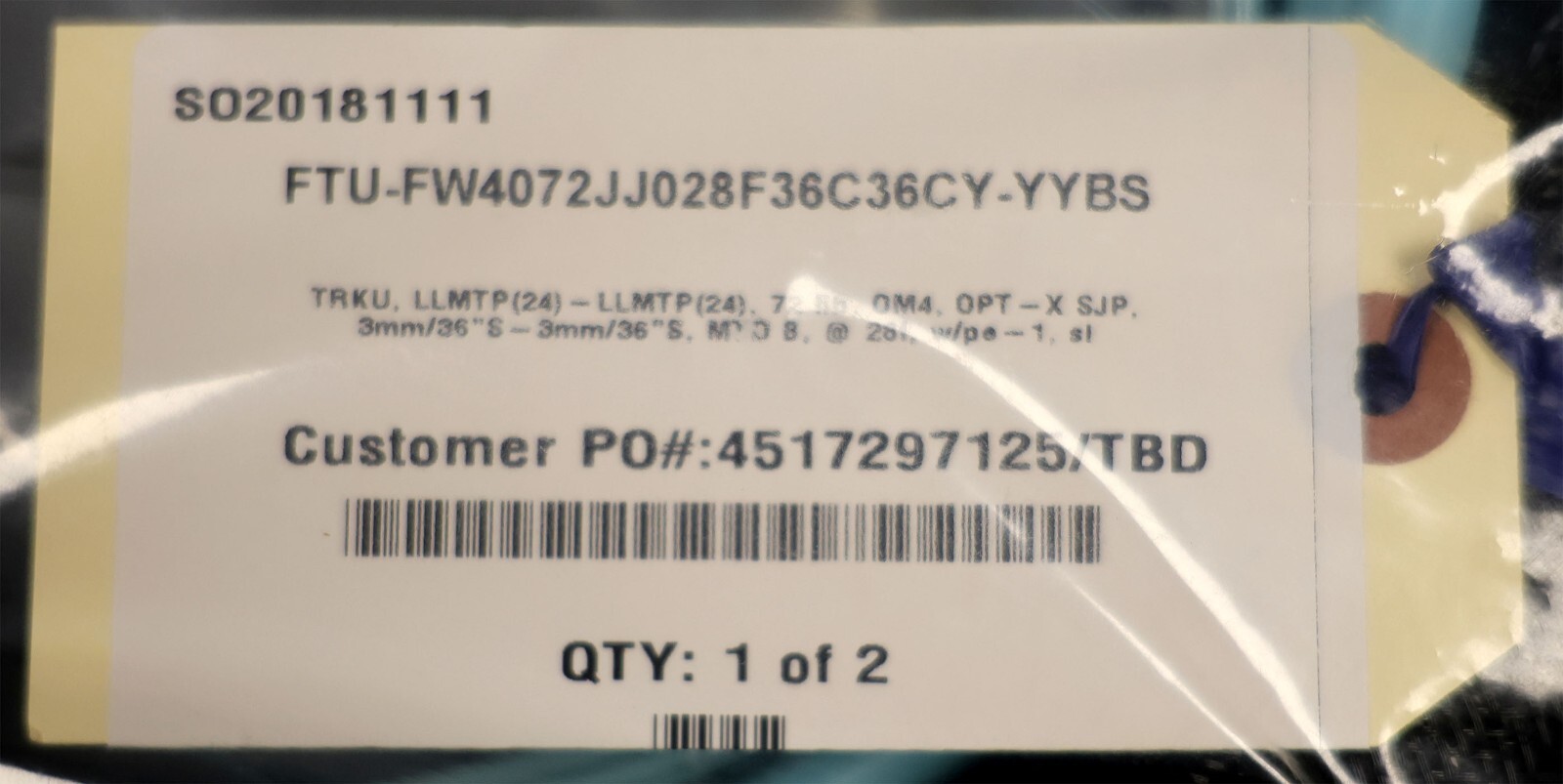 Leviton FTU-FW4072JJ028F36C36CY-YYBS OPT-X Unity Ultra-Low Trunk Cable New