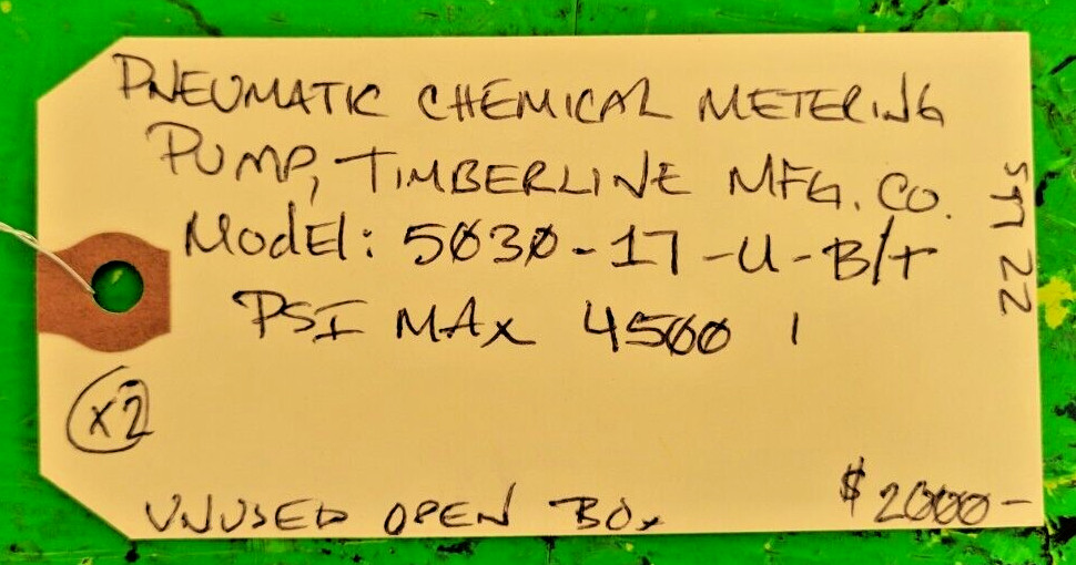 🟠TIMBERLINE PNEUMATIC CHEMICAL METERING PUMP PESSCO OFFERING 1 G061024-6-7 🗽