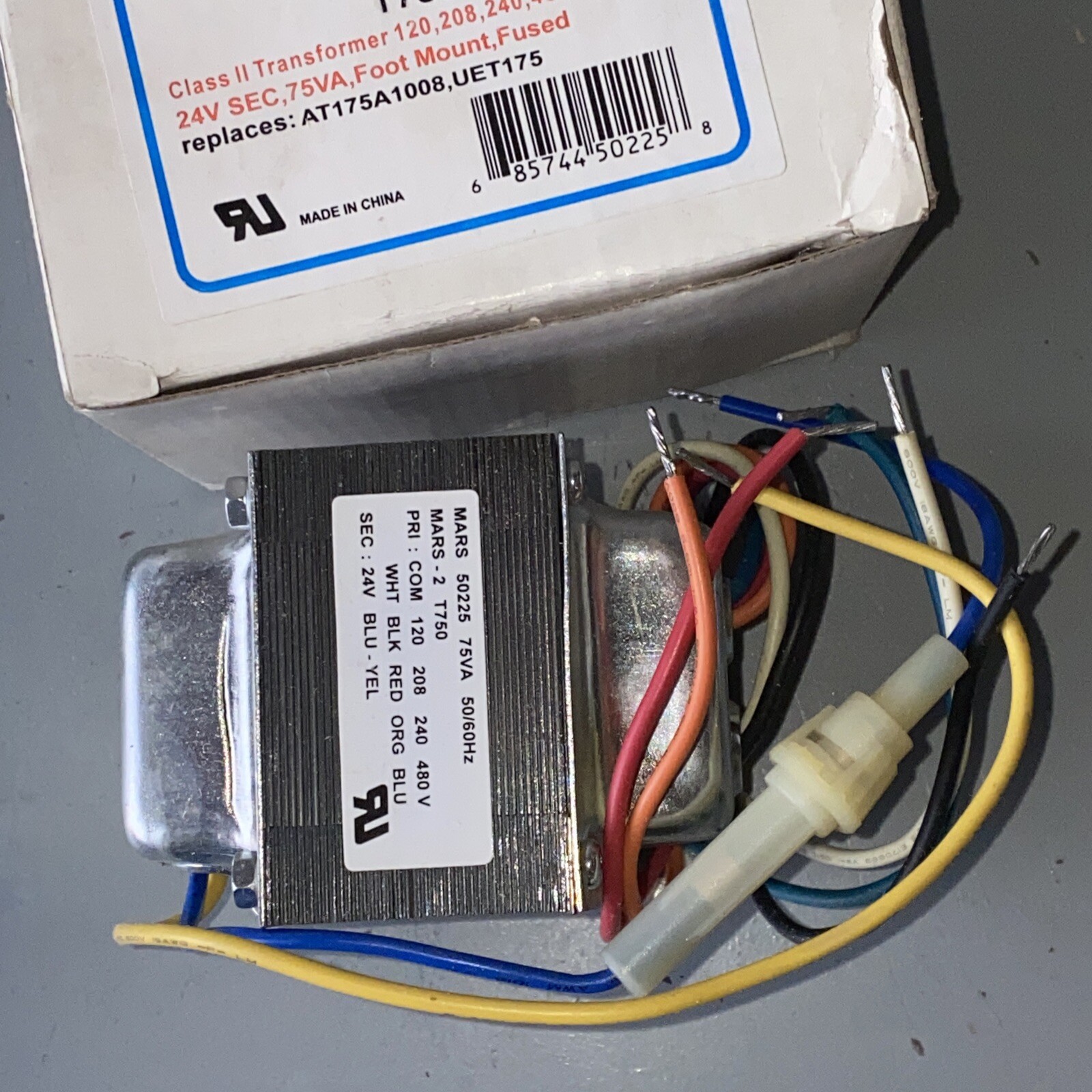 MARS T750 INTERSTATE ELECTRIC CONTROL TRANSFORMER 50225 75VA SEC 24V, New, TEC