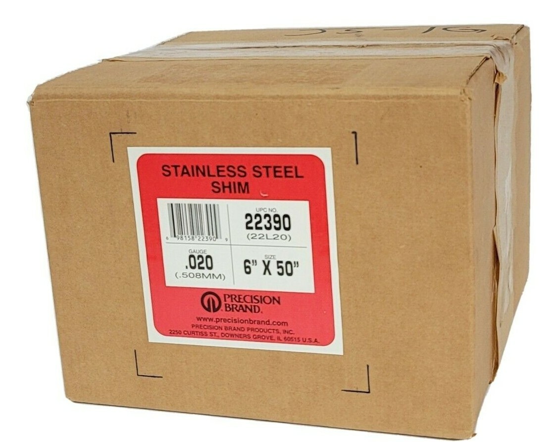 LOT OF 3 NIB PRECISION BRAND 22390 STAINLESS STEEL SHIMS 6” X 50” GAUGE .020