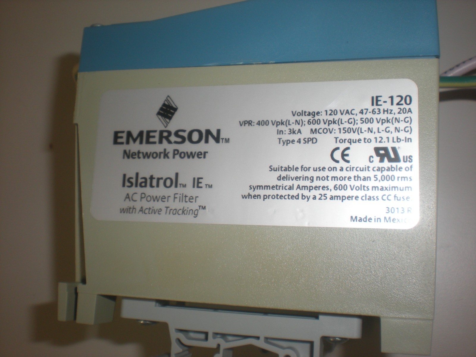 Emerson IE-120 Islatrol AC Power Filter – Removed from a working machine