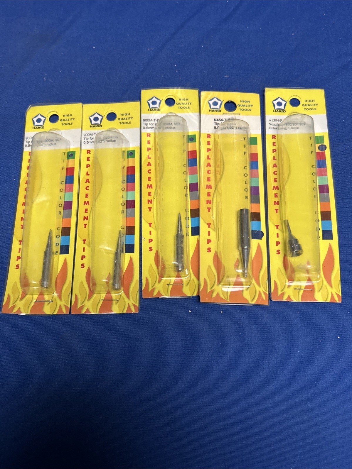 Lot 5 New Genuine Hakko Soldering tips (3)900m-t-b/p, (1)n454-t-b/p, (1)A1394/p