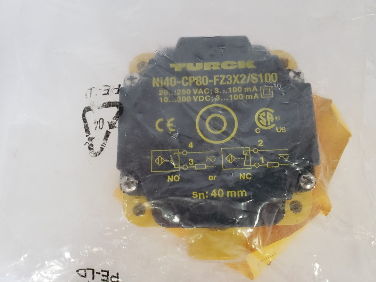 TURCK Ni40-CP80-FZ3X2/S100-S10 SENSOR INDUCTIVE 20-250VAC (13453) NIB