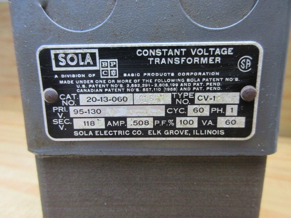 Sola 20-13-060 Constant Voltage Transformer