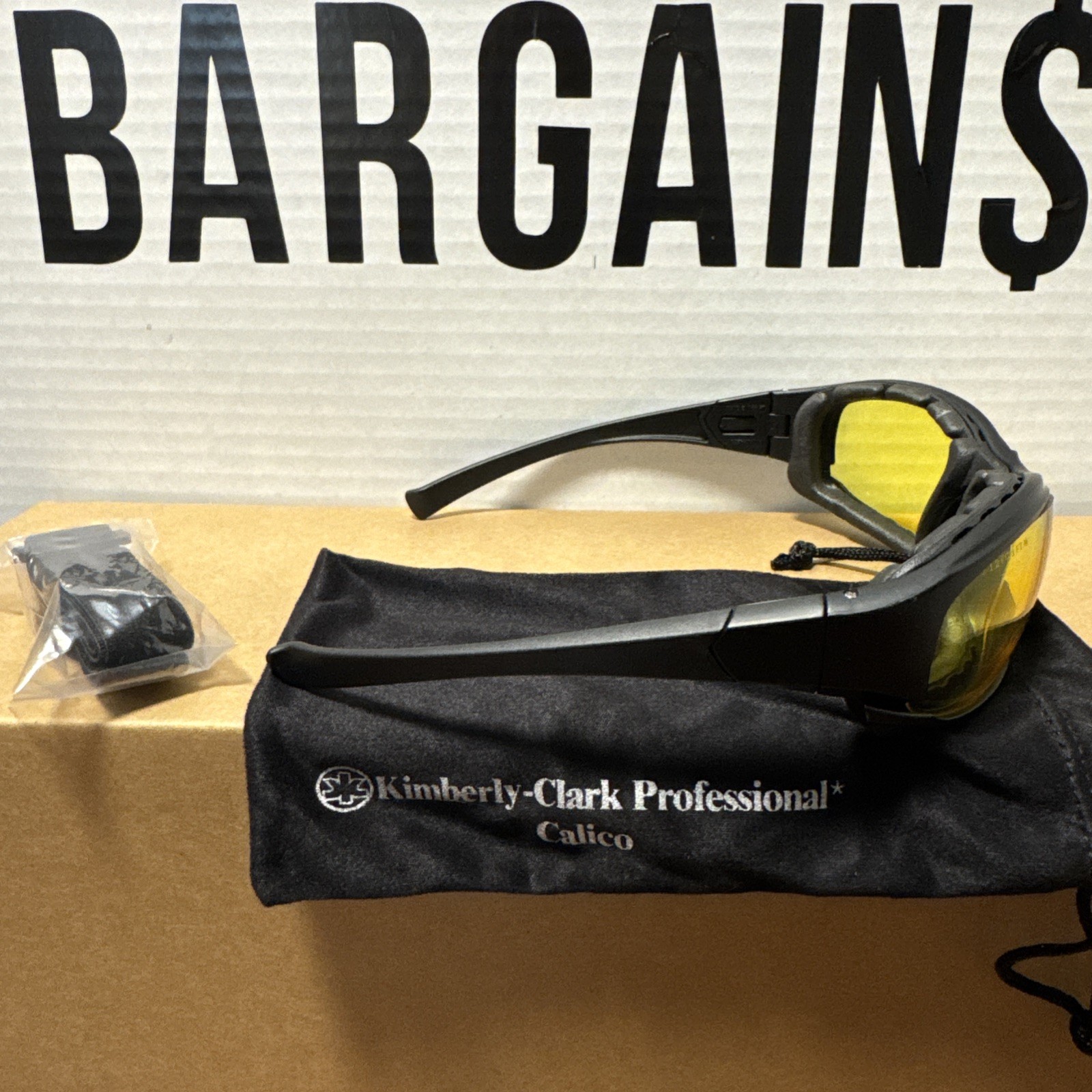 Kimberly-Clark KleenGuard Calico Safety Glasses Yellow Lens Black Frame