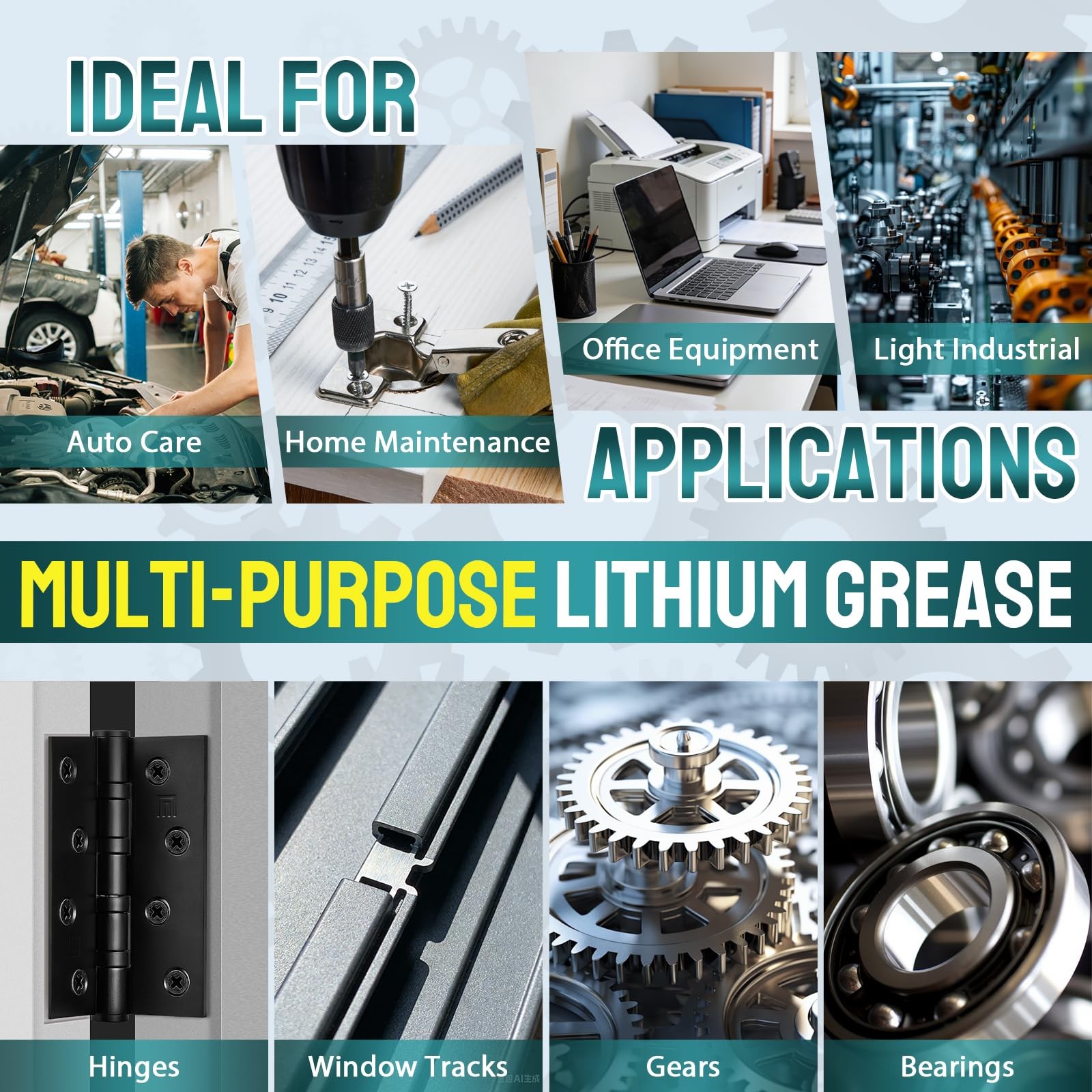 White Lithium Grease with Brush – 3oz Multi-Purpose Lubricant for 3 ounces