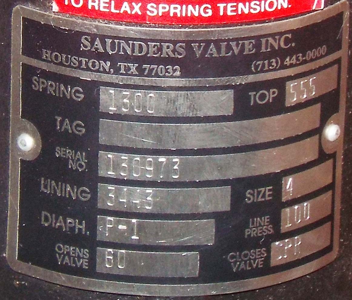 1 NEW SAUNDERS VALVE SIZE 4 DIAPHRAGM VALVE NNB ***MAKE OFFER***
