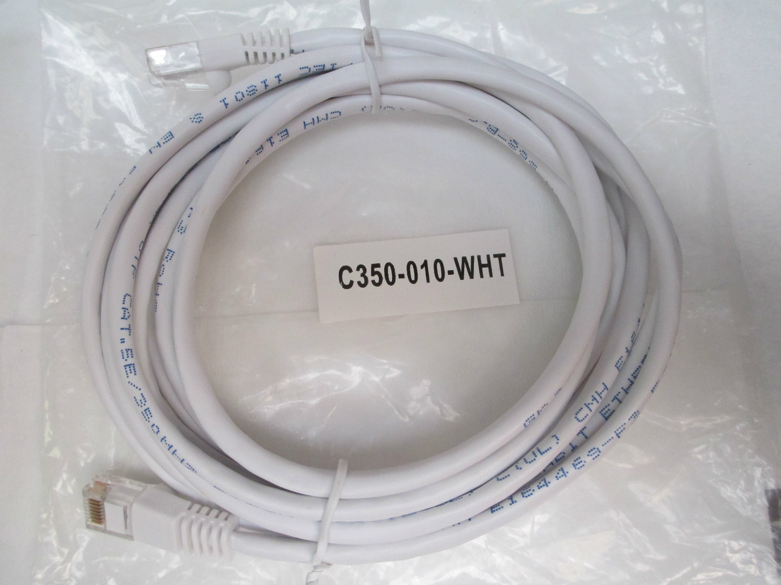 NO NAME ETHERNET CABLE 10’FT CAT 5E/350MHZ PATCH CORD C350-010-WHT LOT OF 3