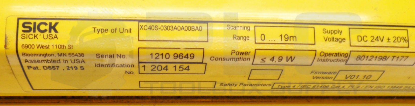 SICK 1 204 154 LIGHT CURTAIN C 4000 SENDER 24VDC 4.9W XC40S-0303A0A00BA0