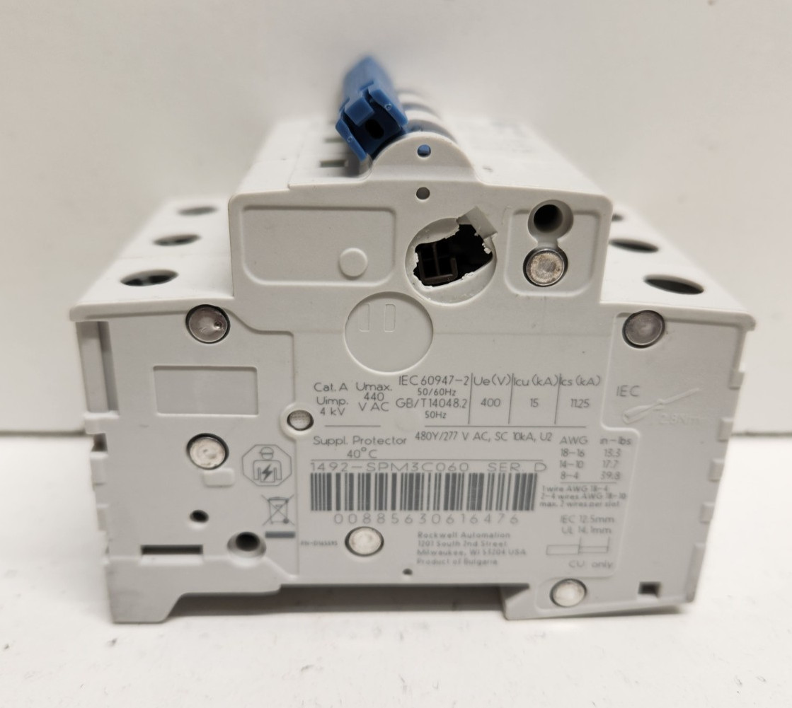GUARANTEED! ALLEN-BRADLEY 6A 3P CIRCUIT BREAKER 1492-SPM3C060