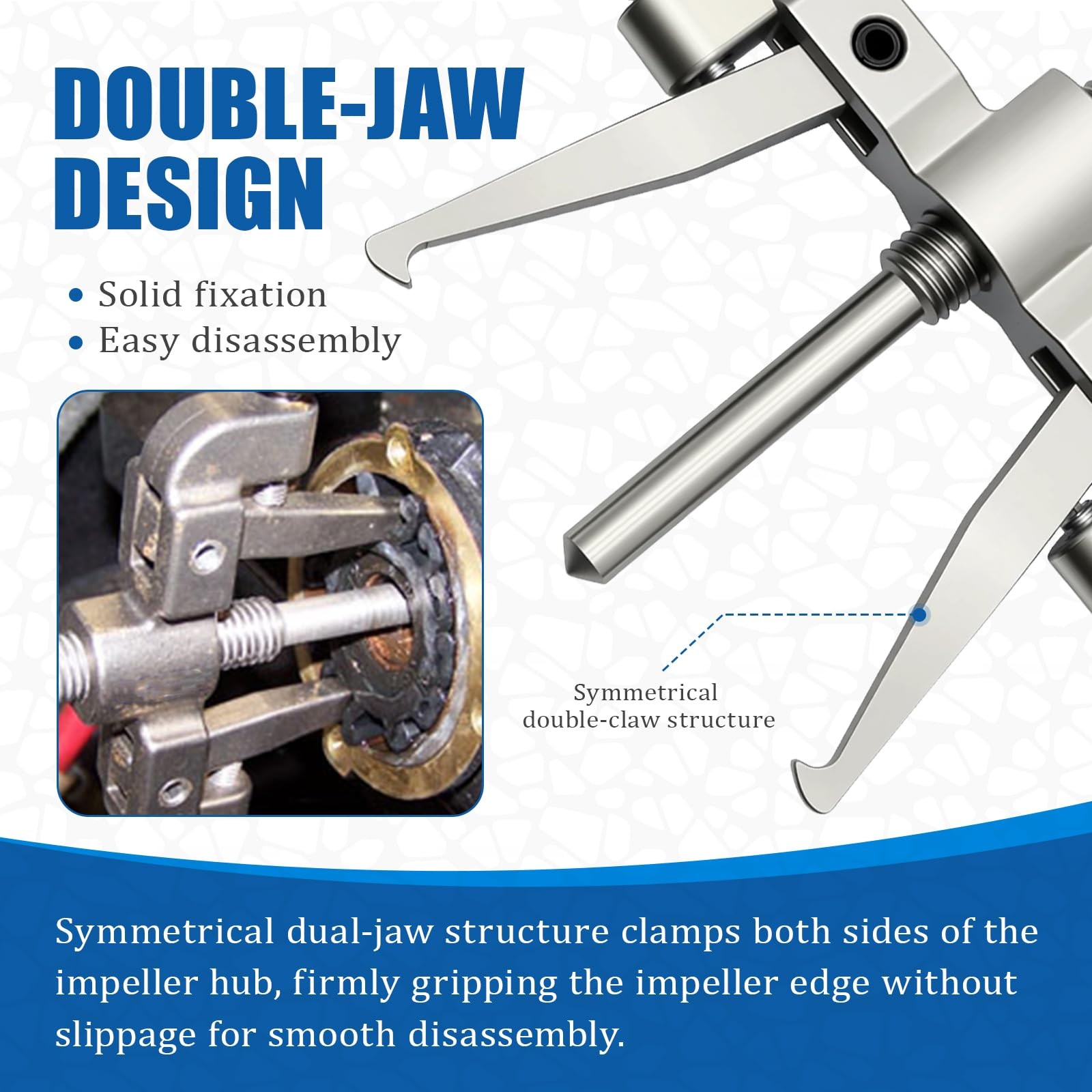 Double Jaw Stainless Impeller Puller Tool Fit for 2-1/4″ to 2-9/16″ Marine