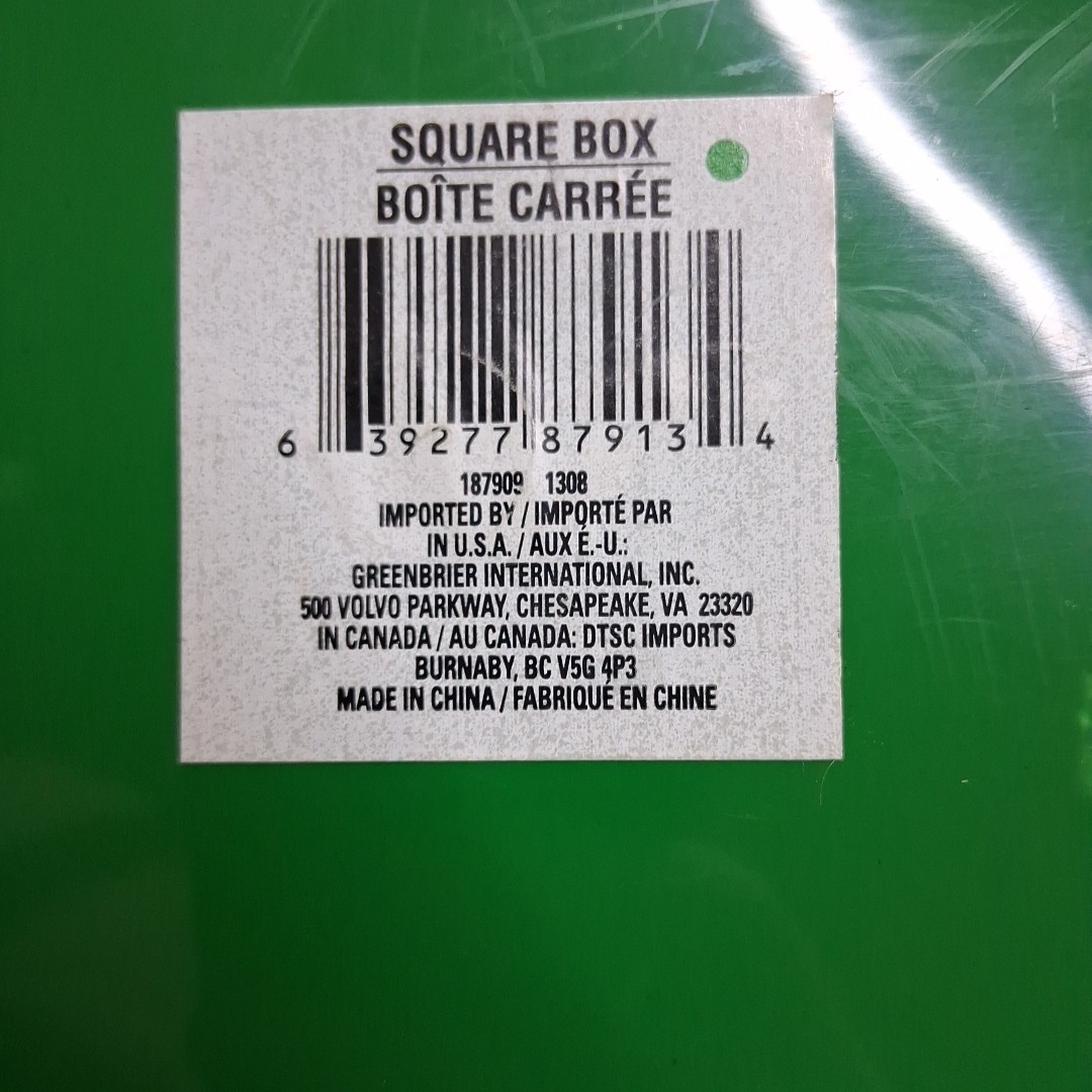 Pair of 10″ x 10″ x 7″ Plastic Green 2-Handle Square Storage Trays Boxes Bins