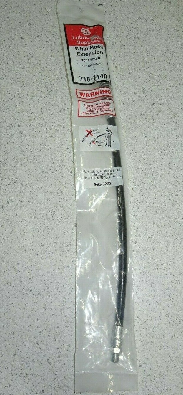 NAPA LUBRICATION SUPPLIES 18 INCH WHIP HOSE EXTENSION 715-1140 1/8″ NPT MALE