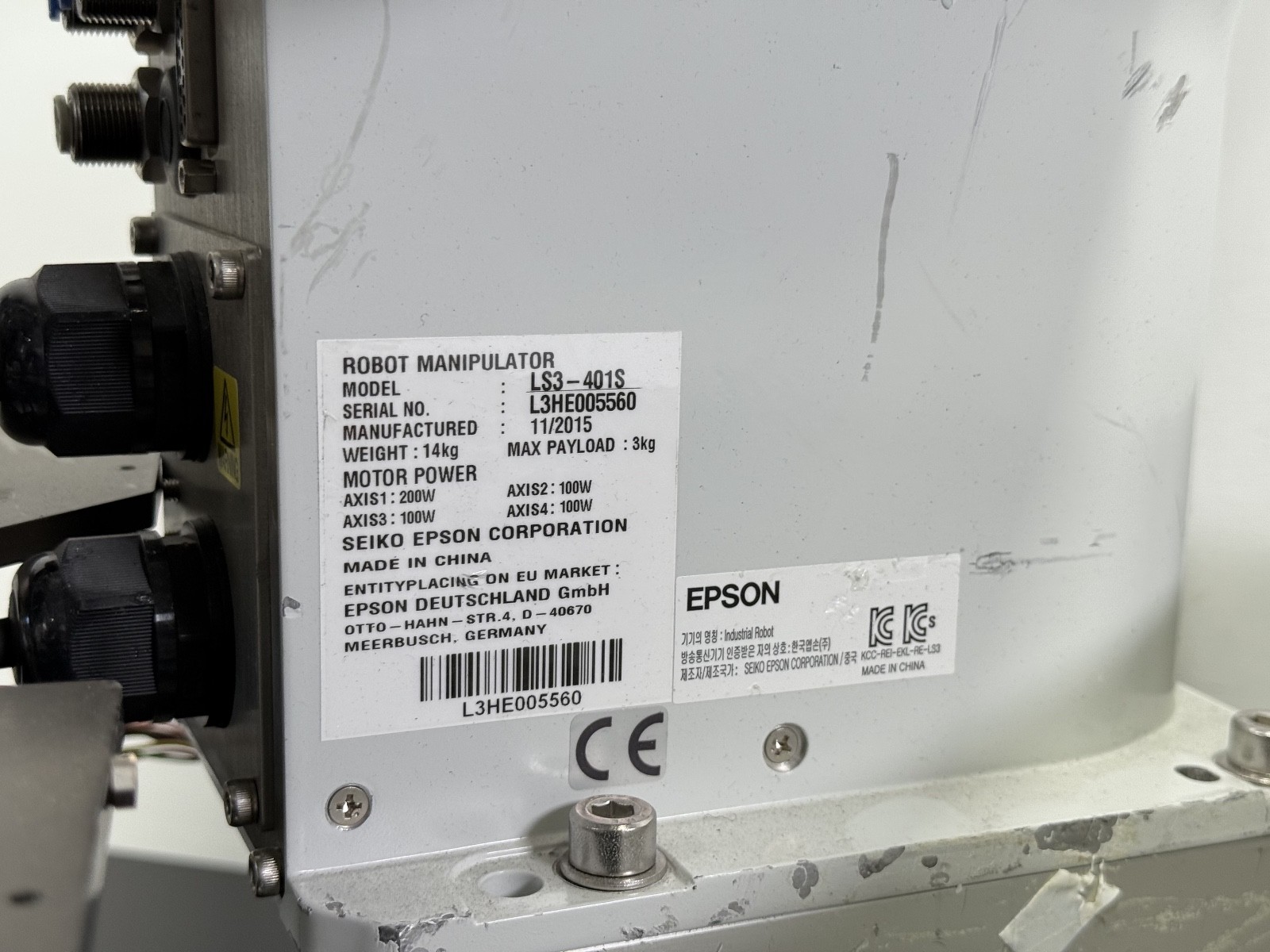 Seiko Epson LS3-401S 4-Axis SCARA Robot w/ RC90 Controller 200–240VAC Test