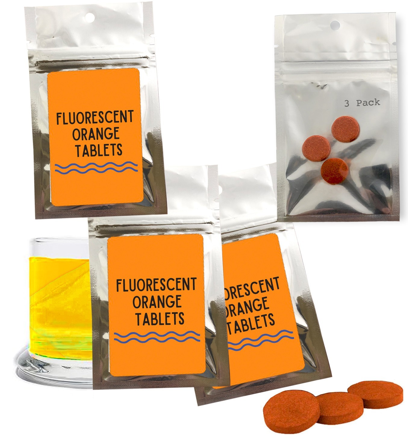 Fluorescent Dye Tablets Water Tracer 3 Pack Orange 9 Tabs 35 Gallon Visual