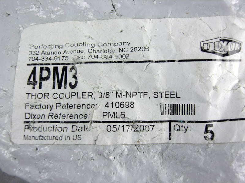 Lot of 5 Dixon Dual Lock Thor Coupler PML6 4PM3 3/8″ M-NPTF