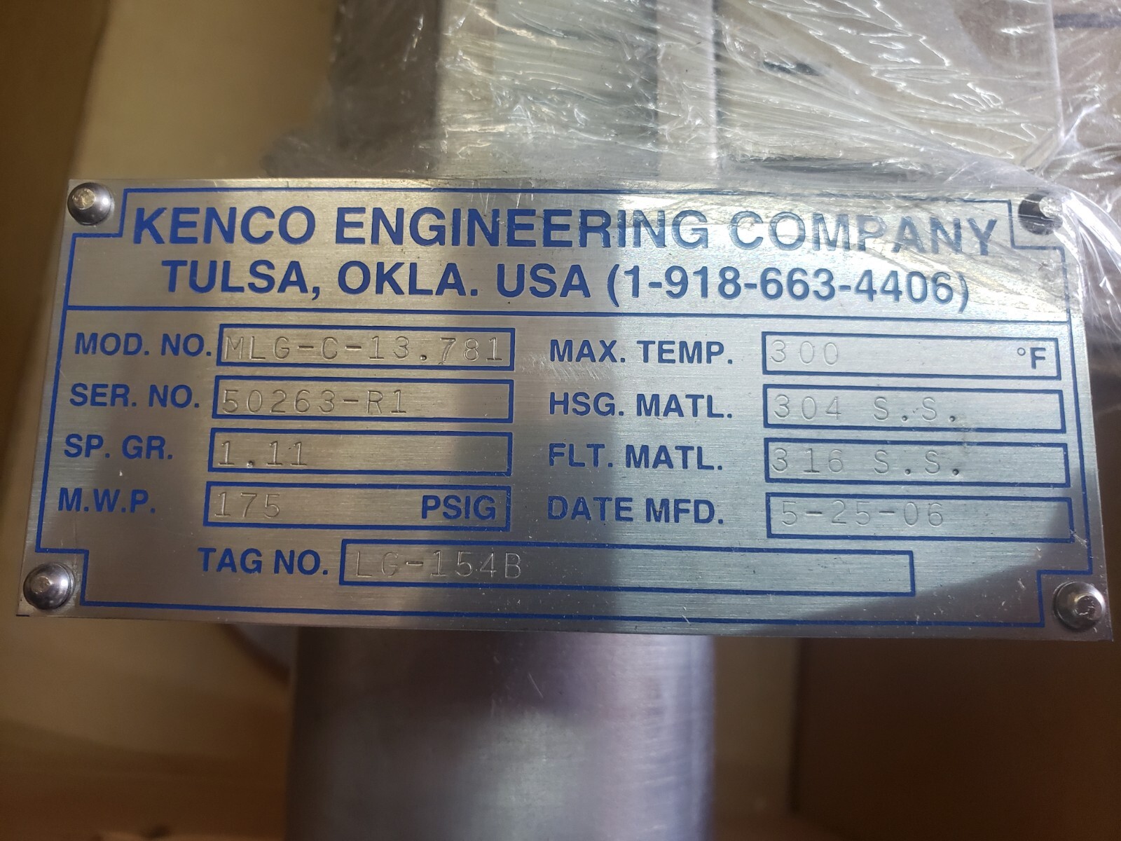 KENCO MLG-C-1-3.781 MAGNETIC LEVEL GAUGE 2 1/2” 150 NEW