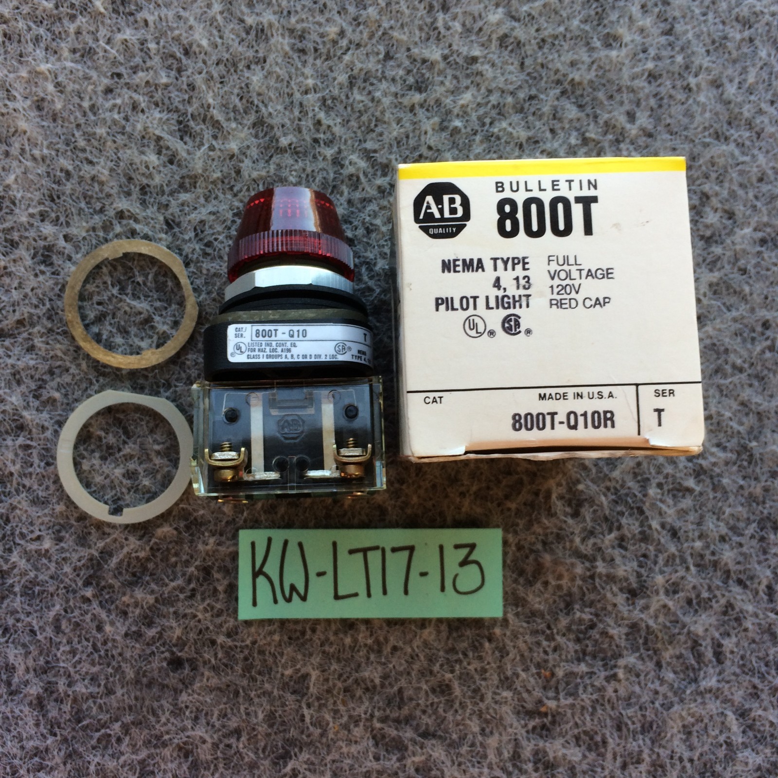 ALLEN BRADLEY 800T-Q10R PILOT LIGHT RED 120V FULL VOLTAGE SERIES T NIB