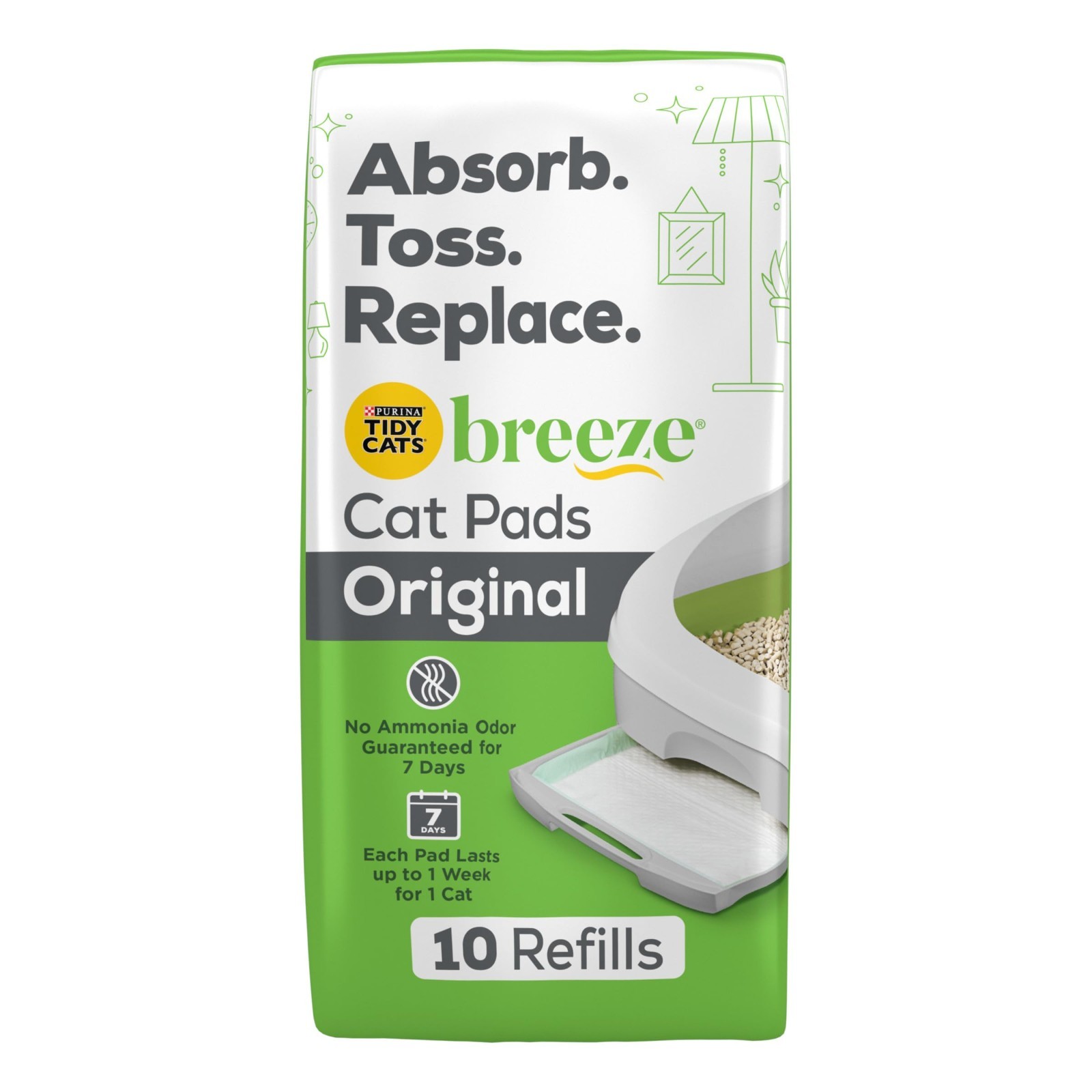 Purina Tidy Cats Breeze Litter System Cat Pad Refills 10ct. Pack Tidy Cats,4PACK