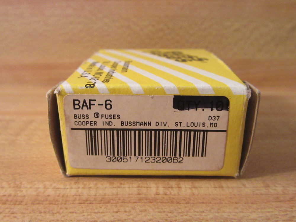 Buss BAF-6 Bussmann Fuse Cross Ref 6C169 (Pack of 30)