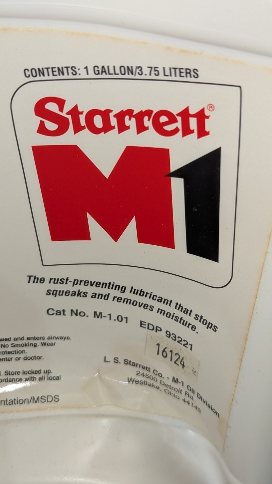 1 Gallon Starrett M1 Rust Preventing Lubricant 93221 M-1.01 NEW READ CONDITION