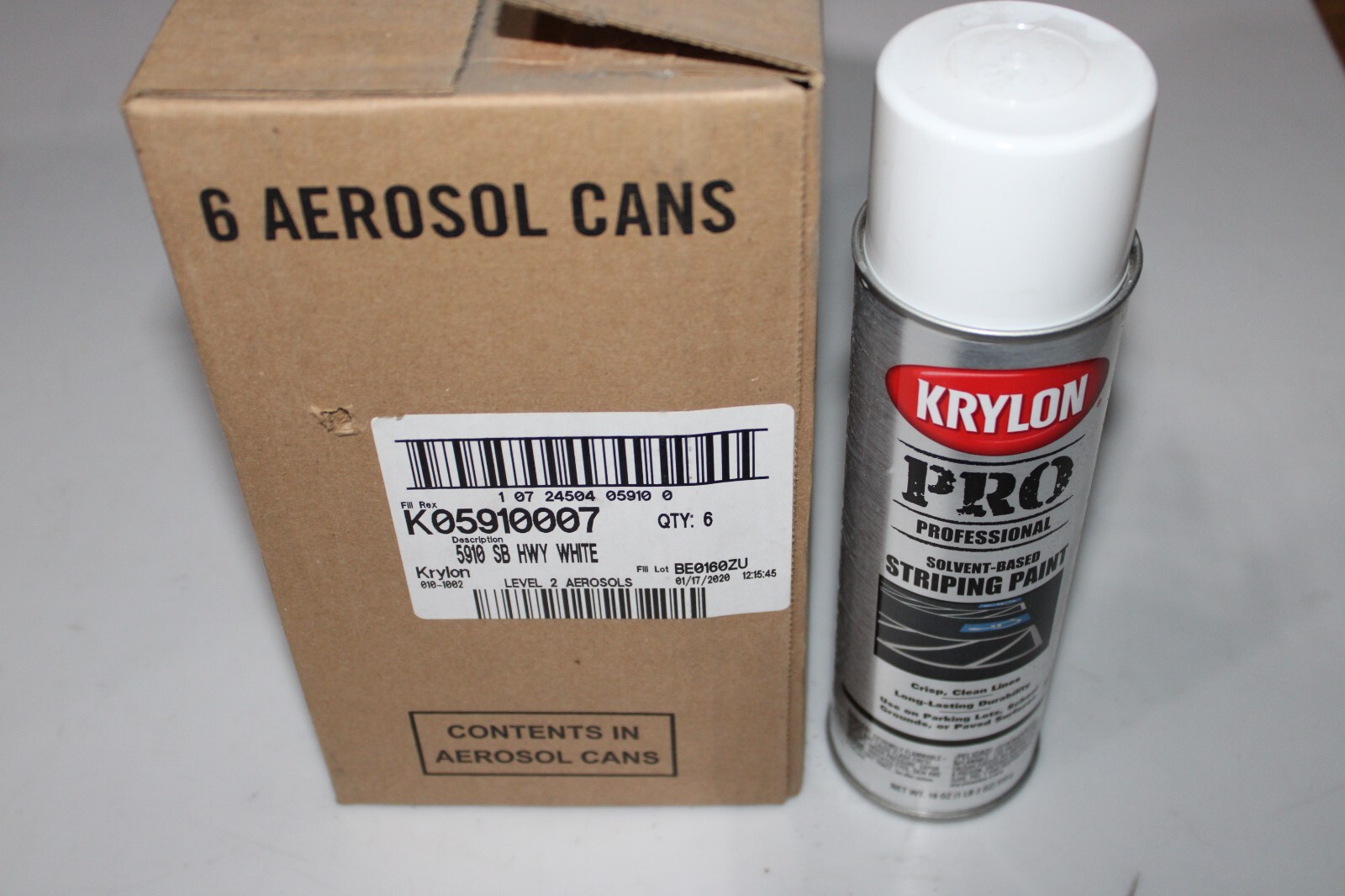 case of 6 Krylon 18 Ounce Highway White Spray Paint – 5910